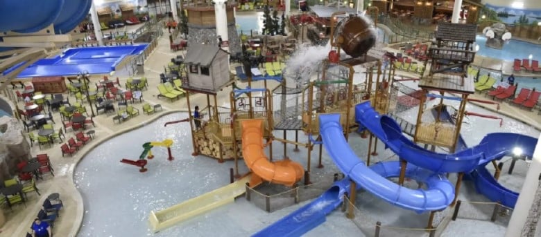 The indoor water park at Great Wolf Lodge Minnesota resort.